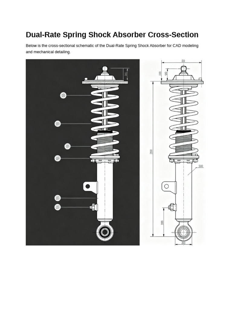 Dual-Rate Spring Shock Absorber Schematic | PDF