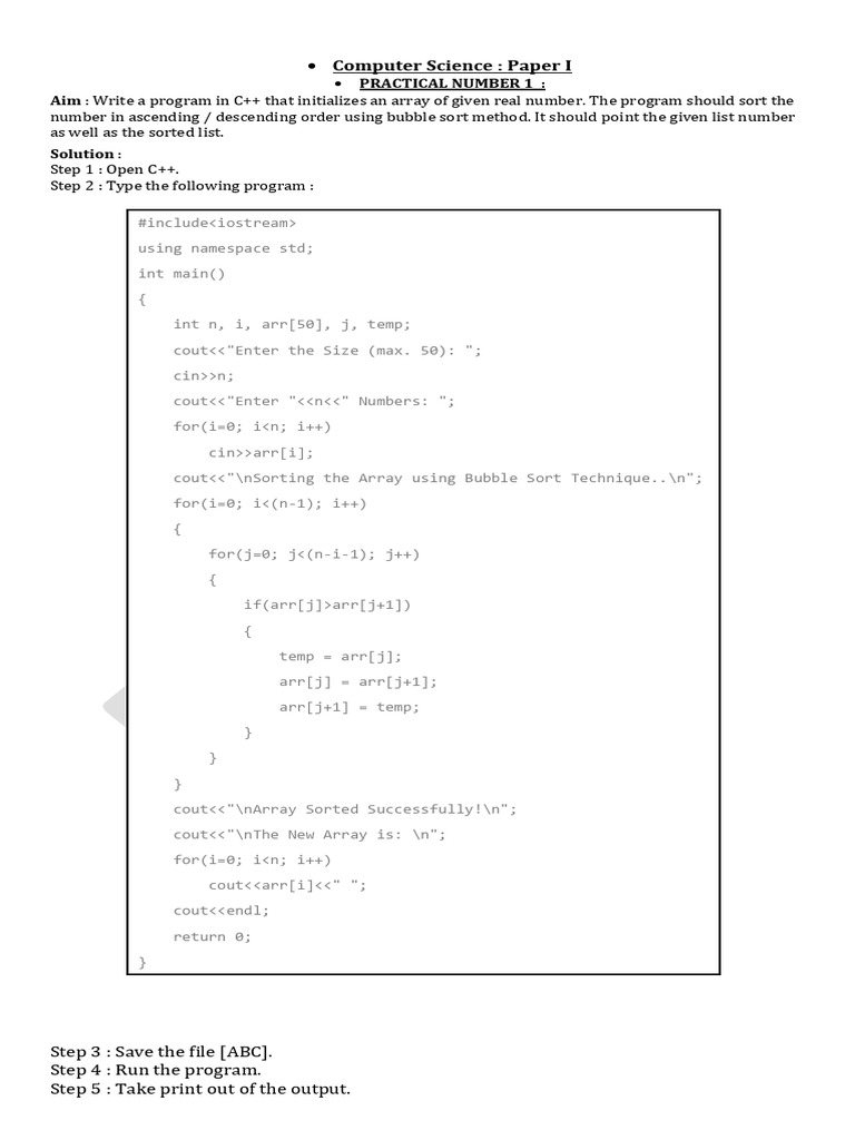 C++ Bubble Sort and Swap Functions | PDF