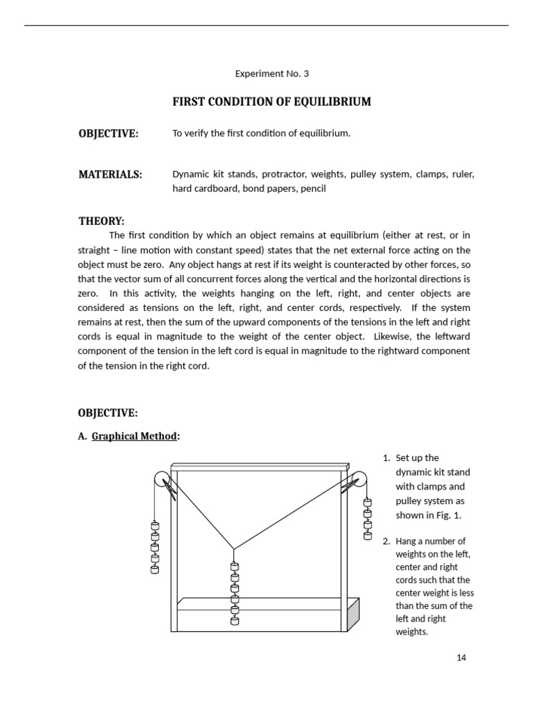 First Condition of Equilibrium Lab | PDF | Force | Tension (Physics)