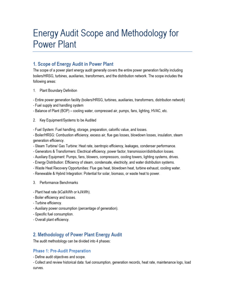 Power Plant Energy Audit Guide | PDF | Power Station | Boiler