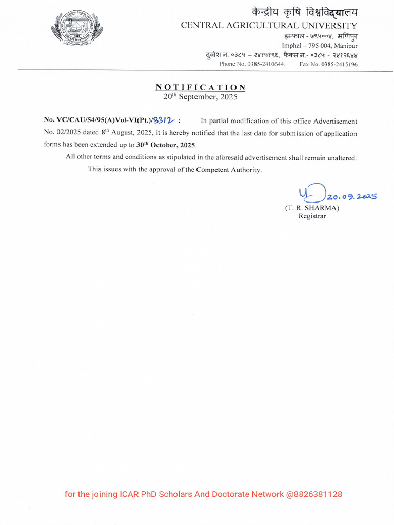 Extension Notification 0001 | PDF