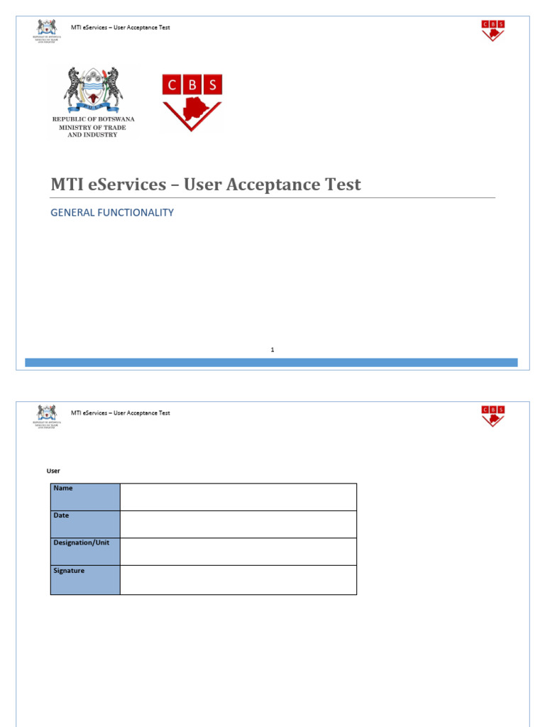 Mti Eservices Uat - Login Logout Recover Password Naviagtion Uat | PDF ...