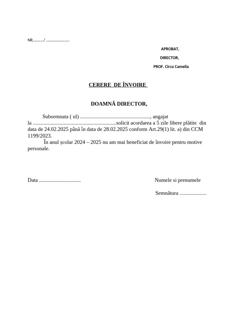 Cerere de Invoire 2024-25 | PDF