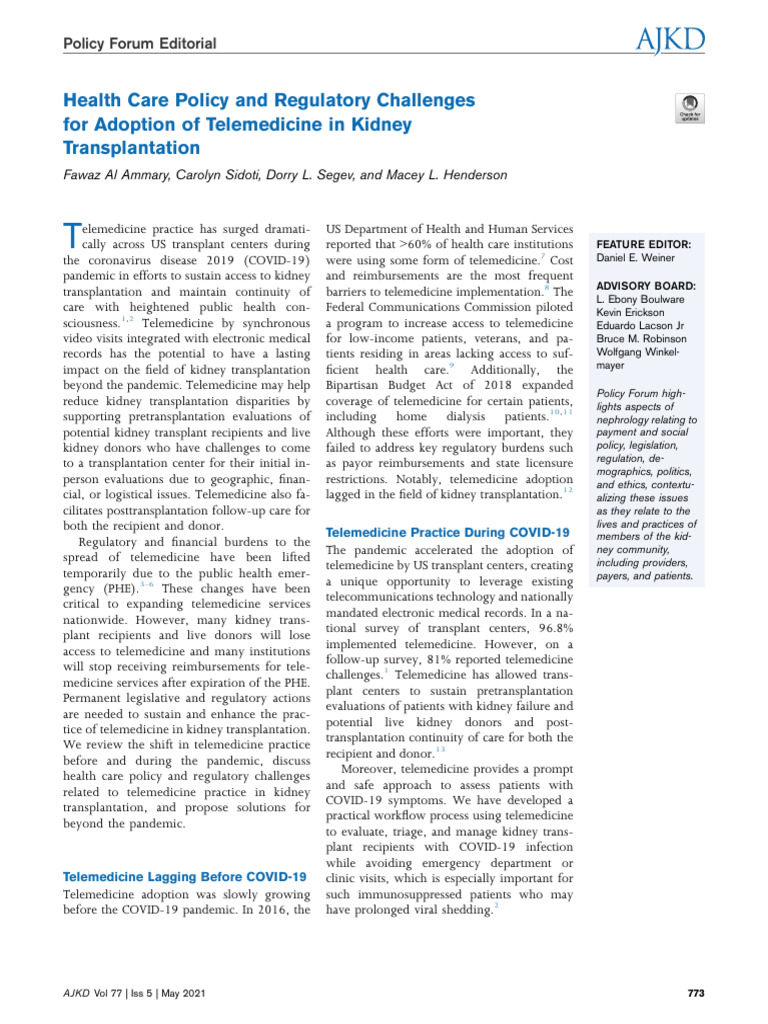 Health Care Policy and Regulatory Challenges For A | PDF | Organ ...