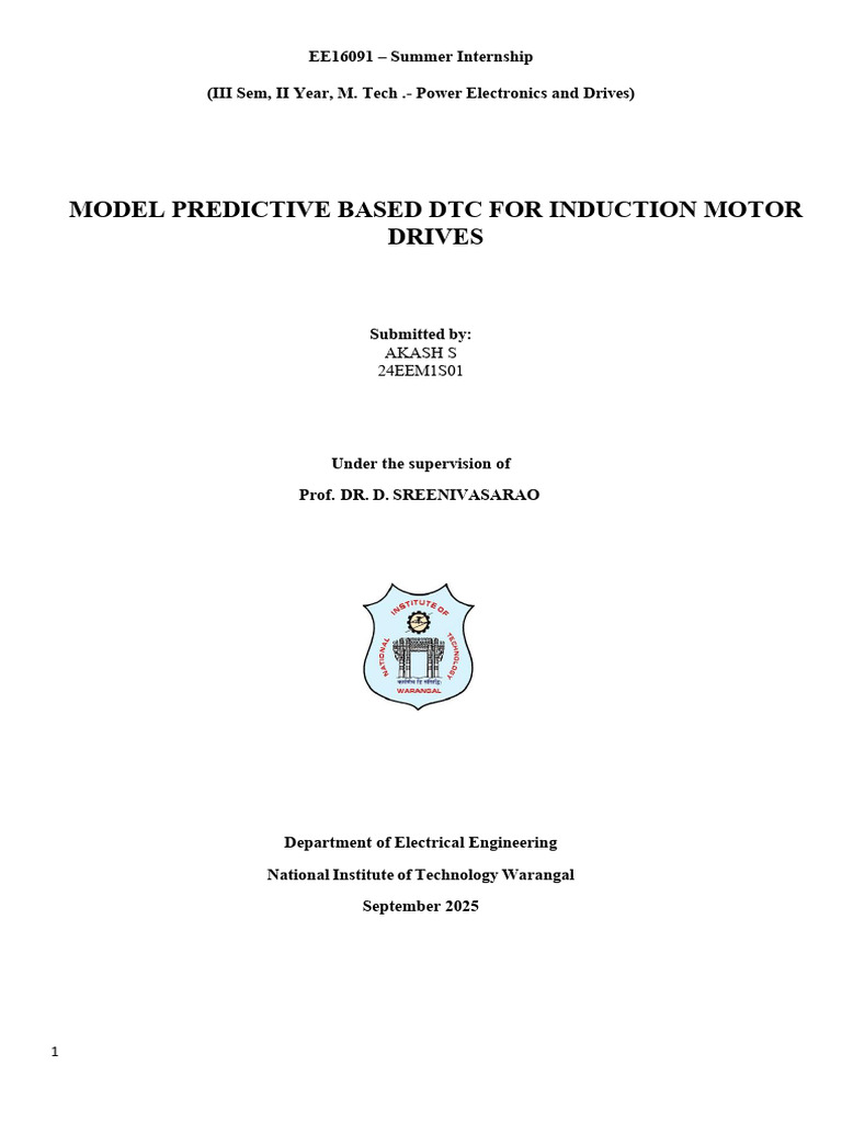 Model Predictive DTC for Induction Motors | PDF | Electric Motor ...