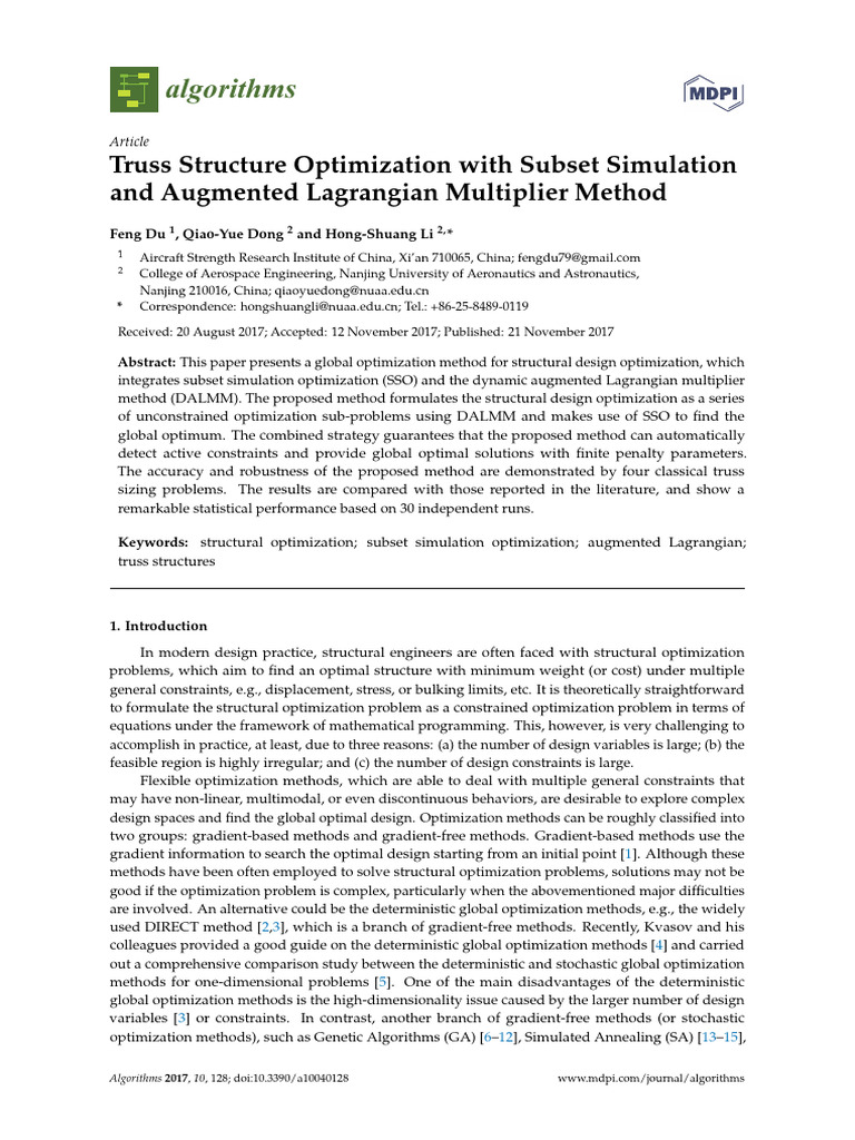 Truss Optimization via Subset Simulation | PDF | Mathematical ...
