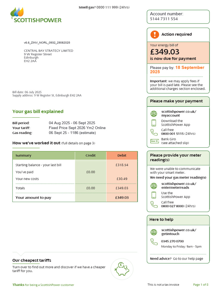 ScottishPower Energy Bill Due Notice | PDF | Cost Of Living | Payments