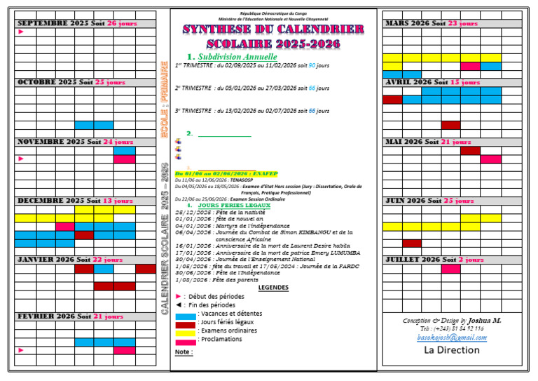 Calendrier Scolaire 2025-2026 RDC | PDF | Échecs