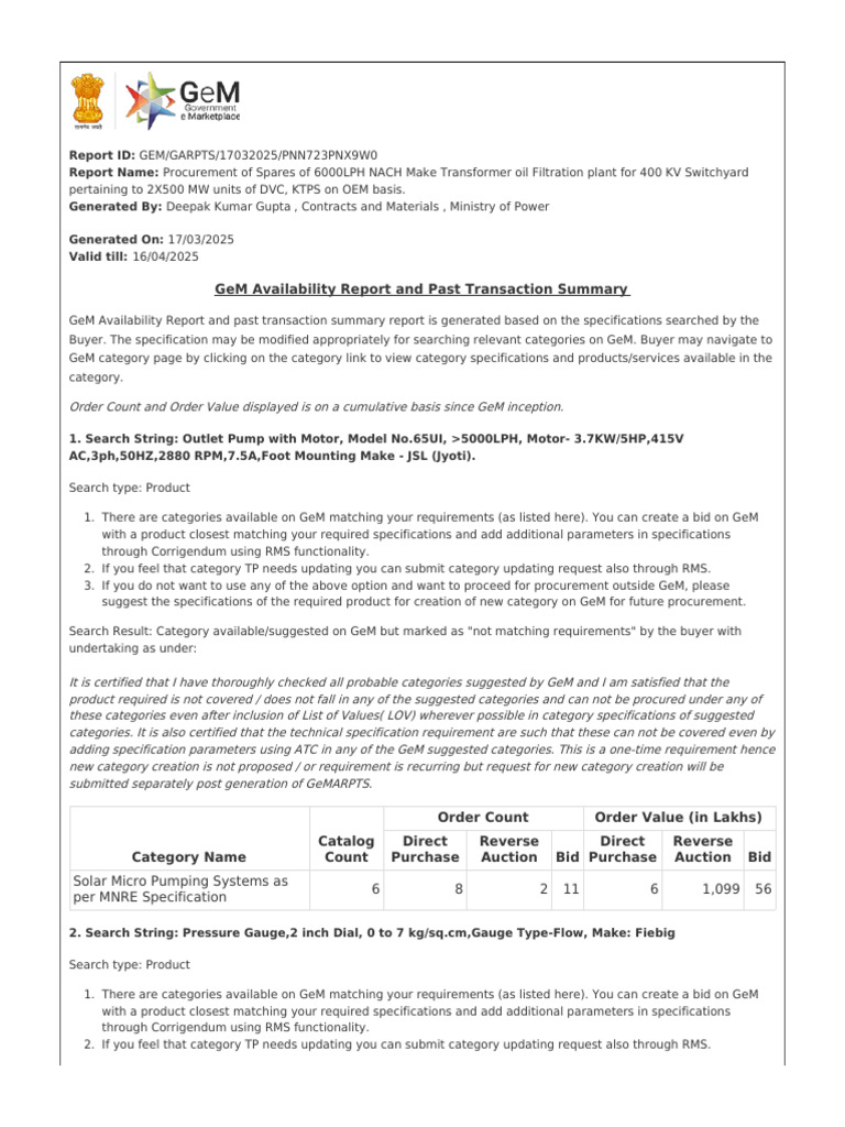 GEM GARPTS Report17032025 PNN723PNX9W0 | PDF | Auction | Procurement