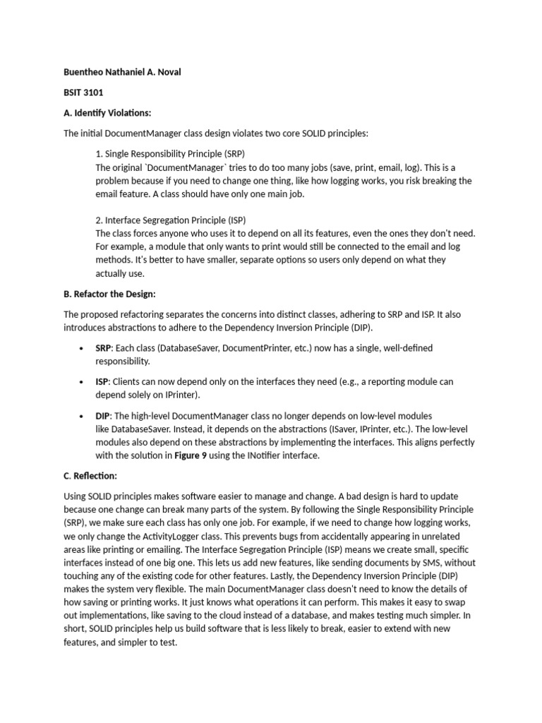 Refactoring DocumentManager with SOLID Principles | PDF | Interface ...