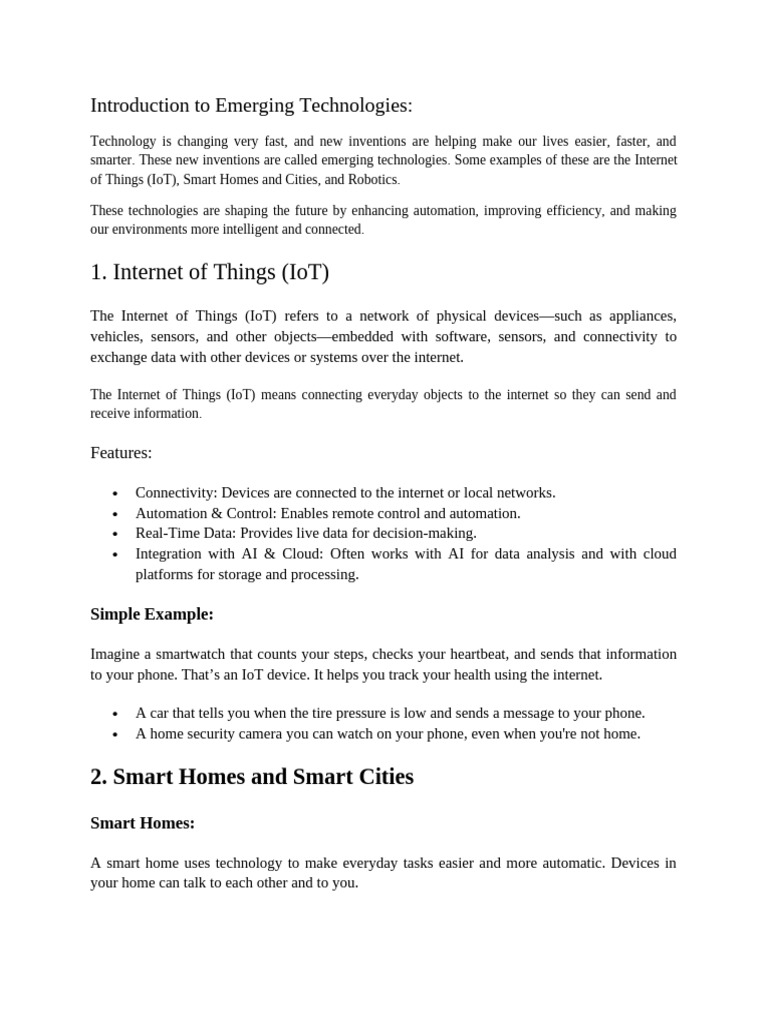 Overview of Emerging Technologies | PDF | Internet Of Things | Robot