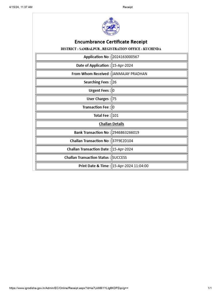 Receipt EC | PDF