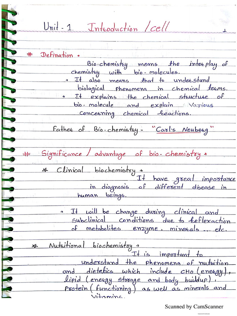 Biochemistry Notes | PDF