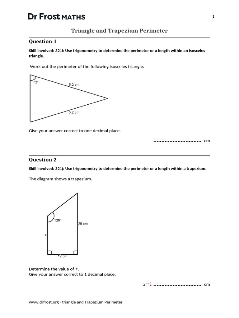 Triangle and Trapezium Perimeter Problems | PDF | Triangle | Trigonometry