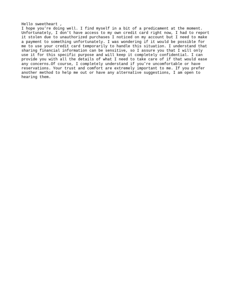 Request for Temporary Credit Card Use | PDF