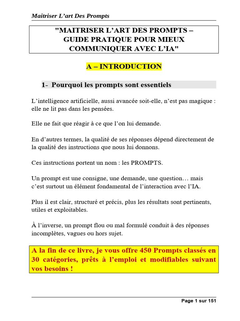 Guide Pratique des Prompts IA | PDF | Intelligence artificielle ...