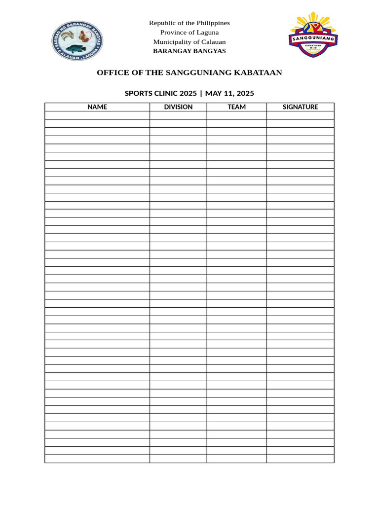Sports Clinic 2025 Registration Form | PDF