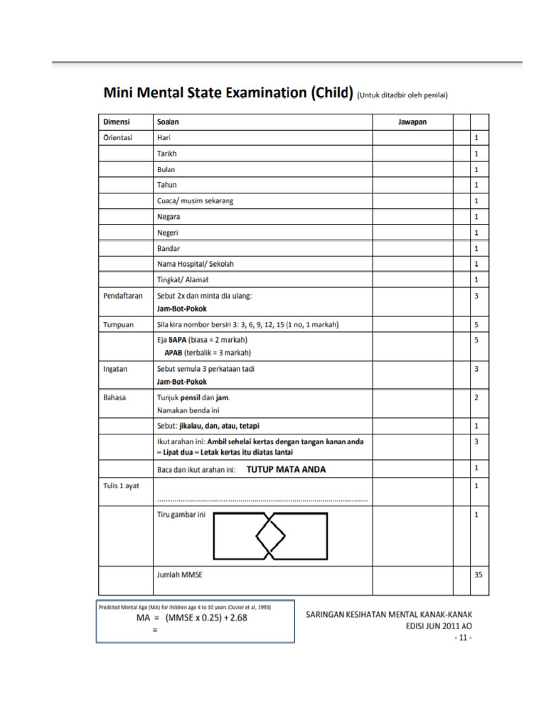 MMSE Bahasa Malaysia | PDF
