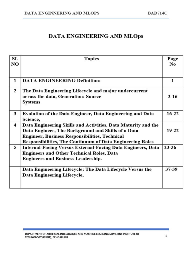 Data Engineering and MLOps Overview | PDF | Apache Spark | Data