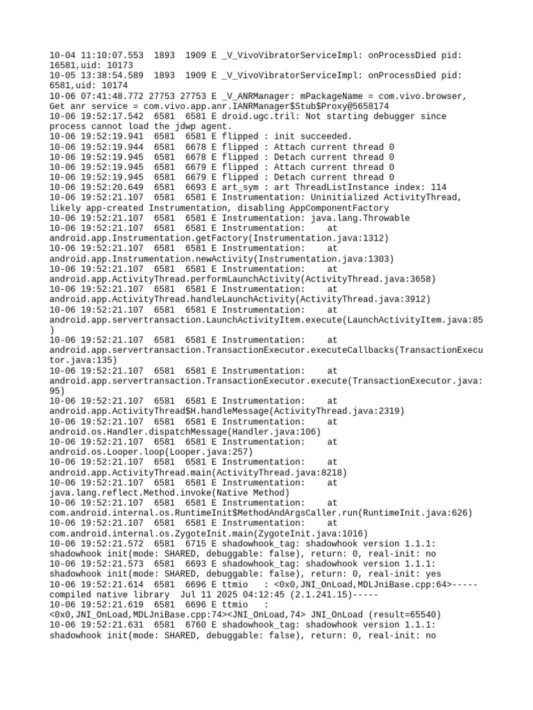 Android Process Errors and Debugging Logs | PDF | Programming Paradigms ...