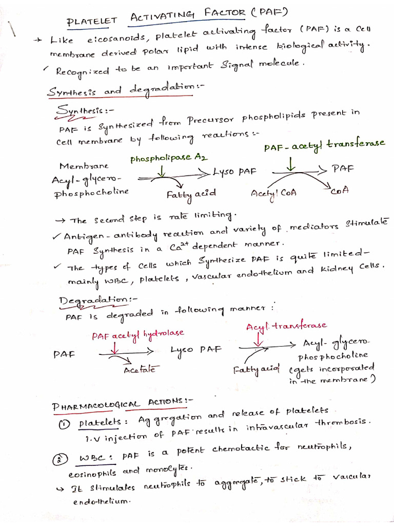 Platelet Activating Factor | PDF