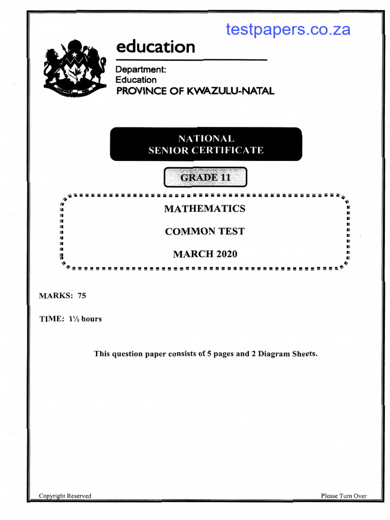 Maths KZN March QP & Memo 2020 Grade 11 | PDF