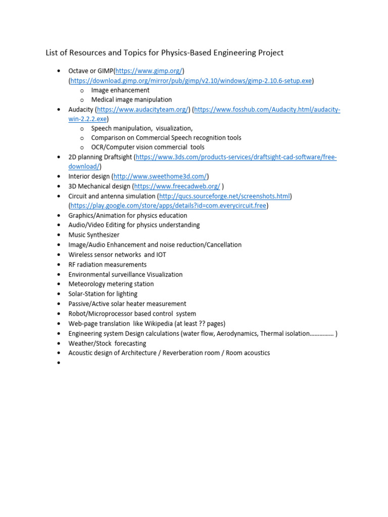Physics Engineering Project Resources | PDF