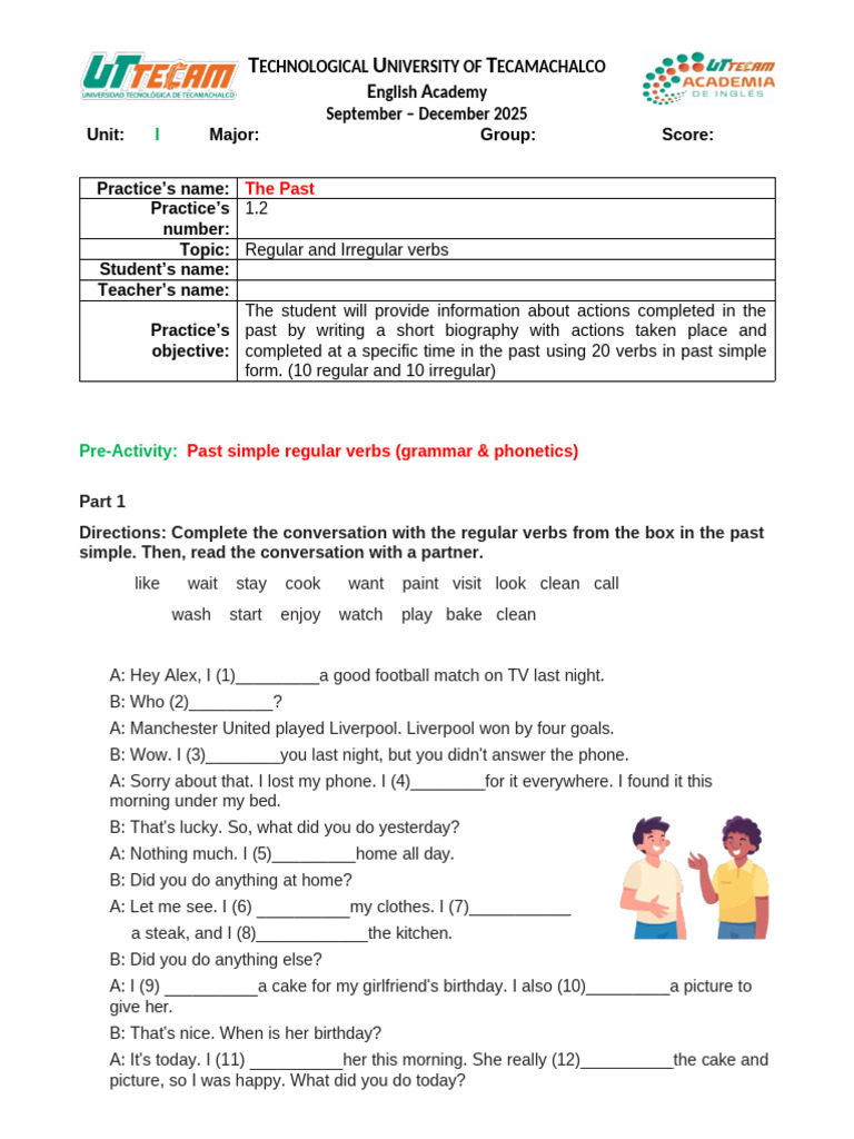 Eng 4 Unit 1 Practice 1.2 | PDF | Linguistics | Grammar