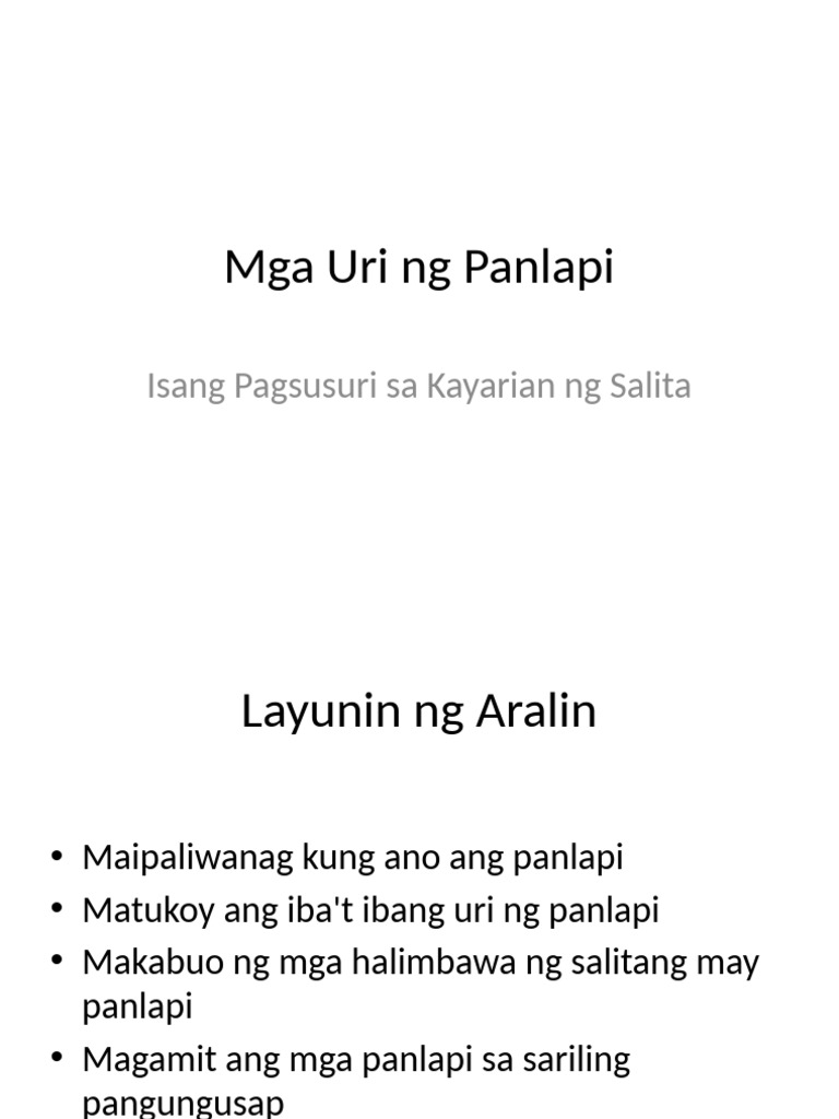 Mga Uri NG Panlapi | PDF