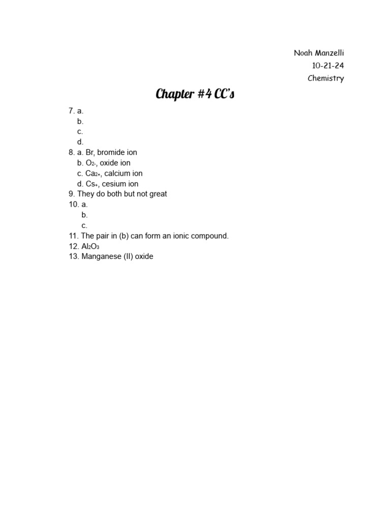 Chemistry Chapter 4 Ionic Compounds | PDF