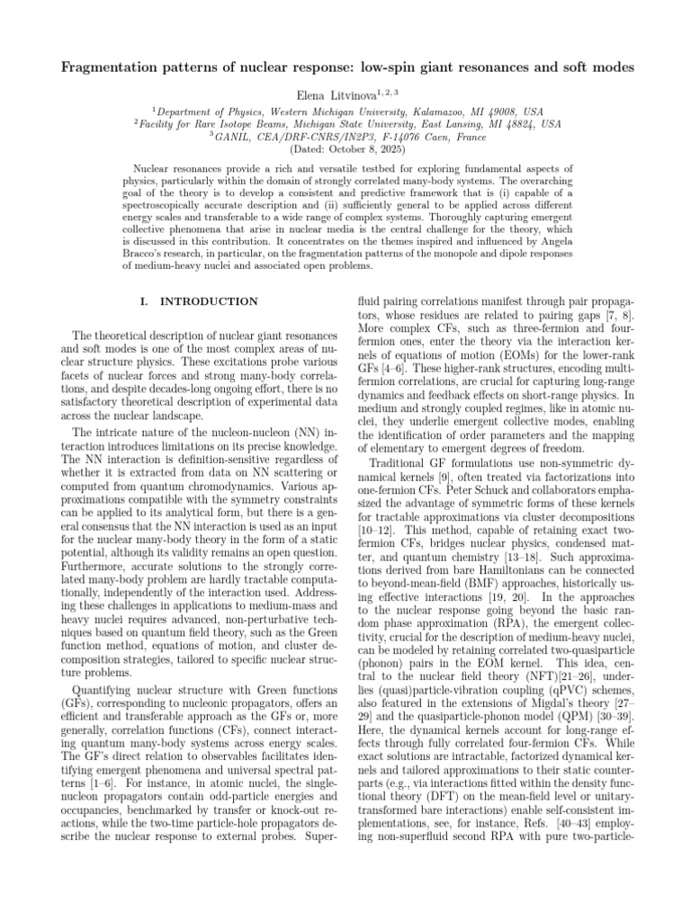 Nuclear Response Fragmentation Patterns | PDF | Atomic Nucleus ...