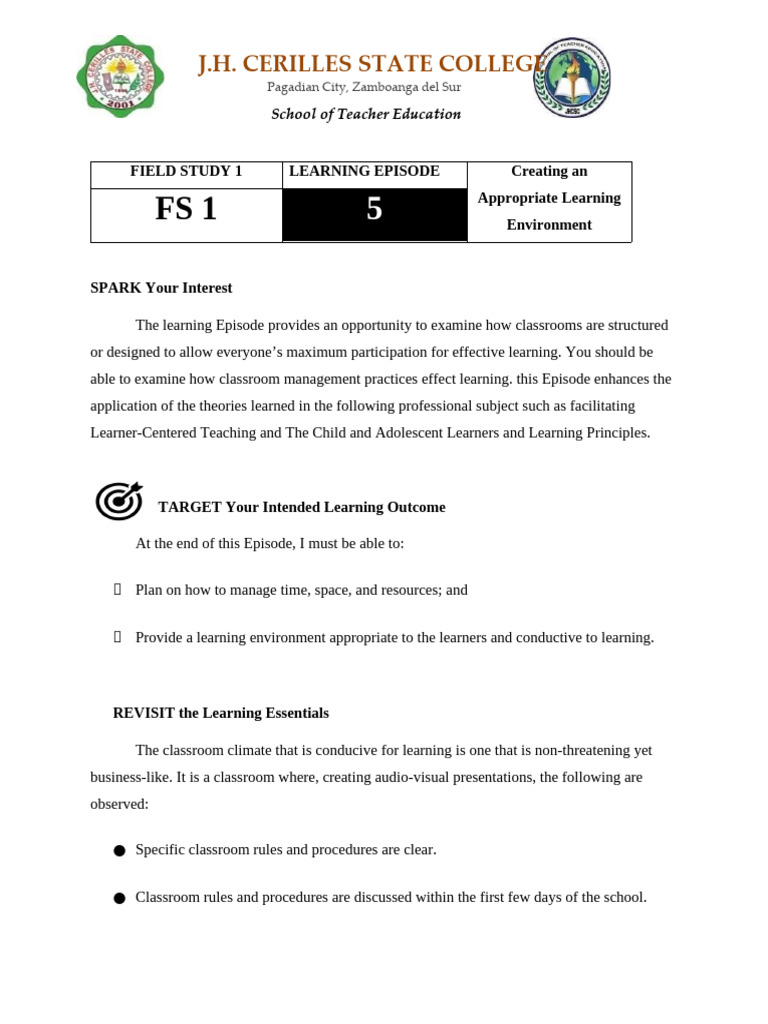 Classroom Management for Effective Learning | PDF | Learning ...
