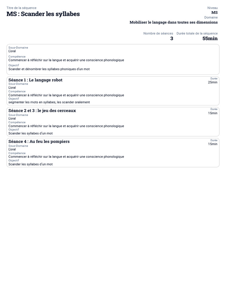 Scander les syllabes en maternelle | PDF | Syllabe