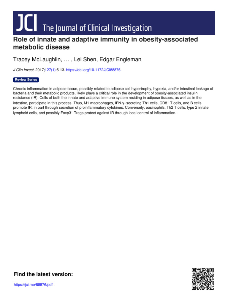 Immunity's Role in Obesity and Metabolism | PDF | Macrophage | Immune ...