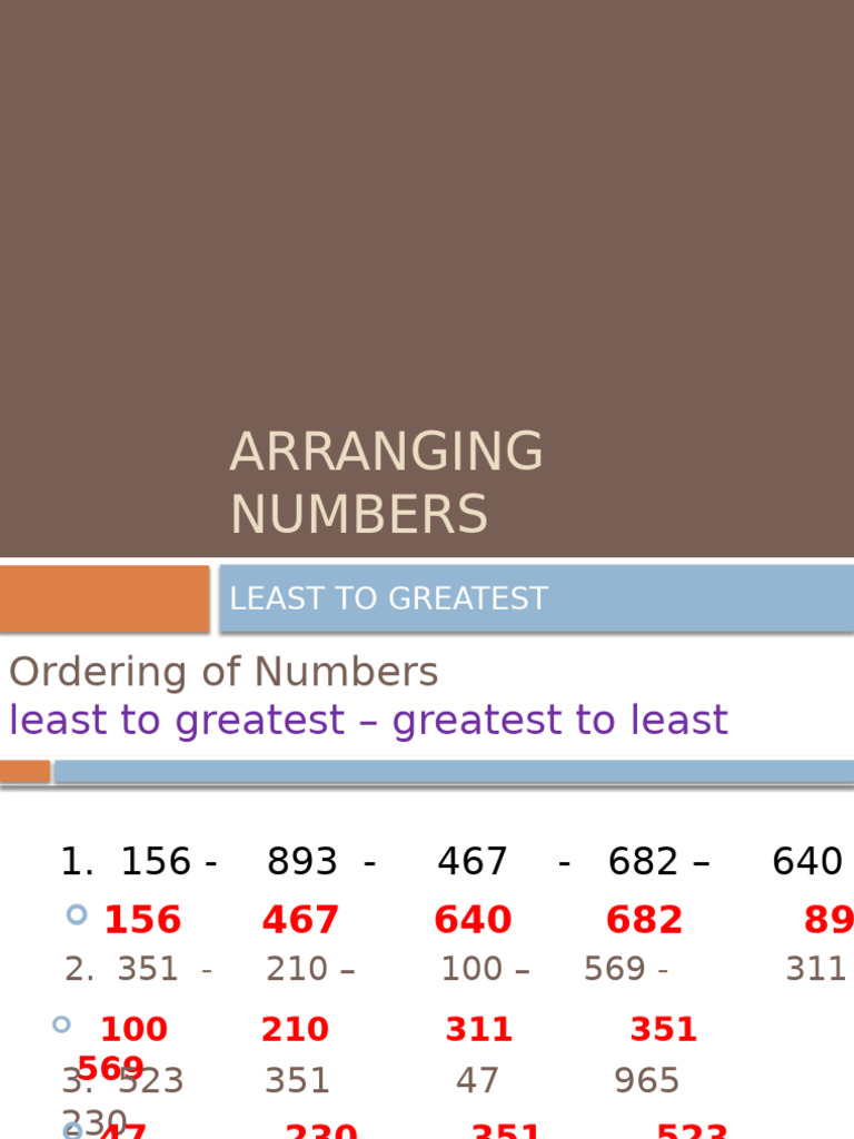Arranging Numbers: Order Techniques | PDF