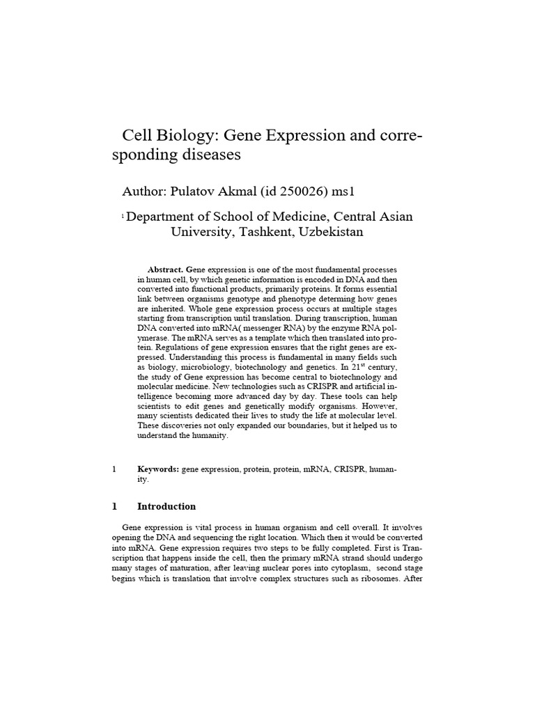 Gene Expression and Disease Insights | PDF | Translation (Biology ...