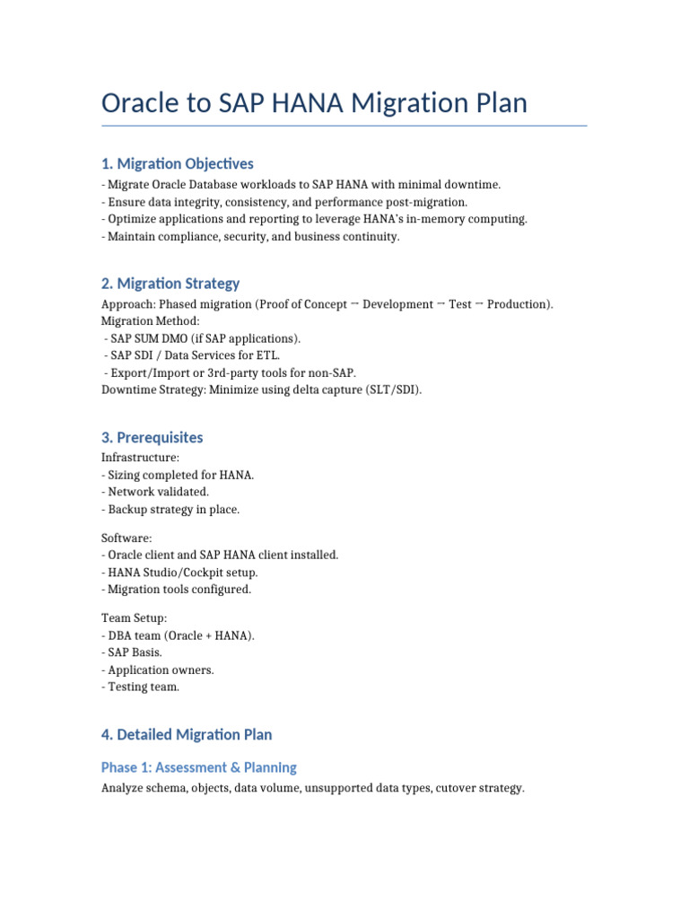 Oracle to SAP HANA Migration Steps | PDF | Backup | Database Schema