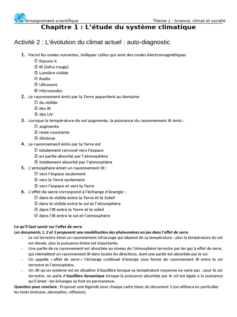 Effet de serre et climat : auto-diagnostic | PDF | Effet de serre ...