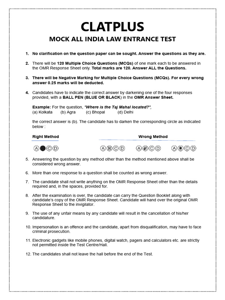 CLATPLUS All India Open Mock Test | PDF | Violence