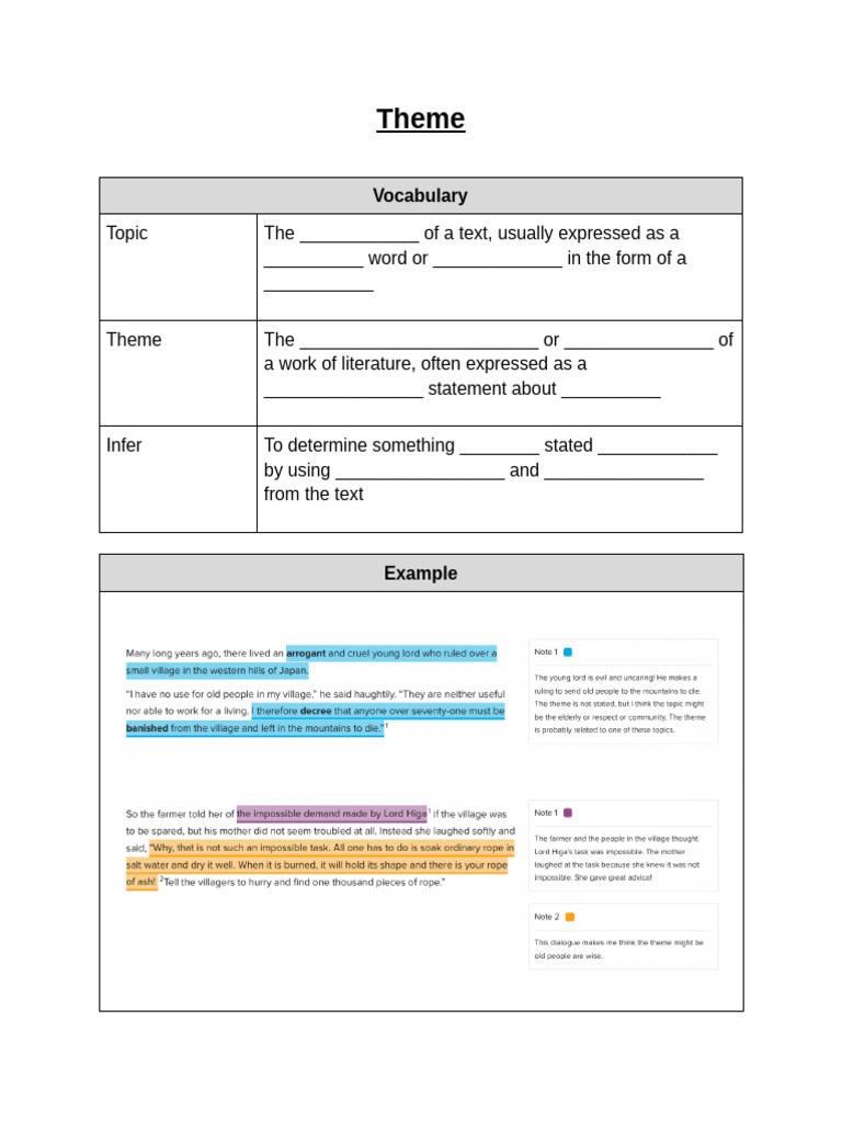 Theme Lesson | PDF