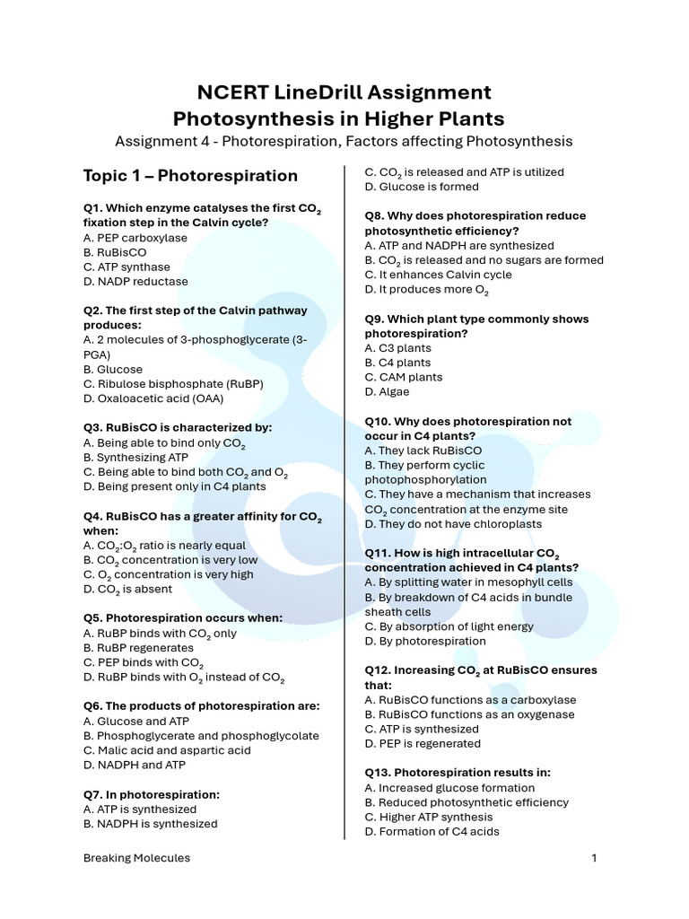 Photorespiration and Photosynthesis Factors | PDF | Photosynthesis ...