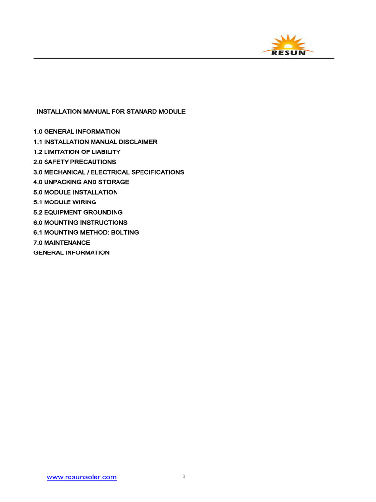 RS-Series Solar Module Installation Guide | PDF | Solar Panel ...