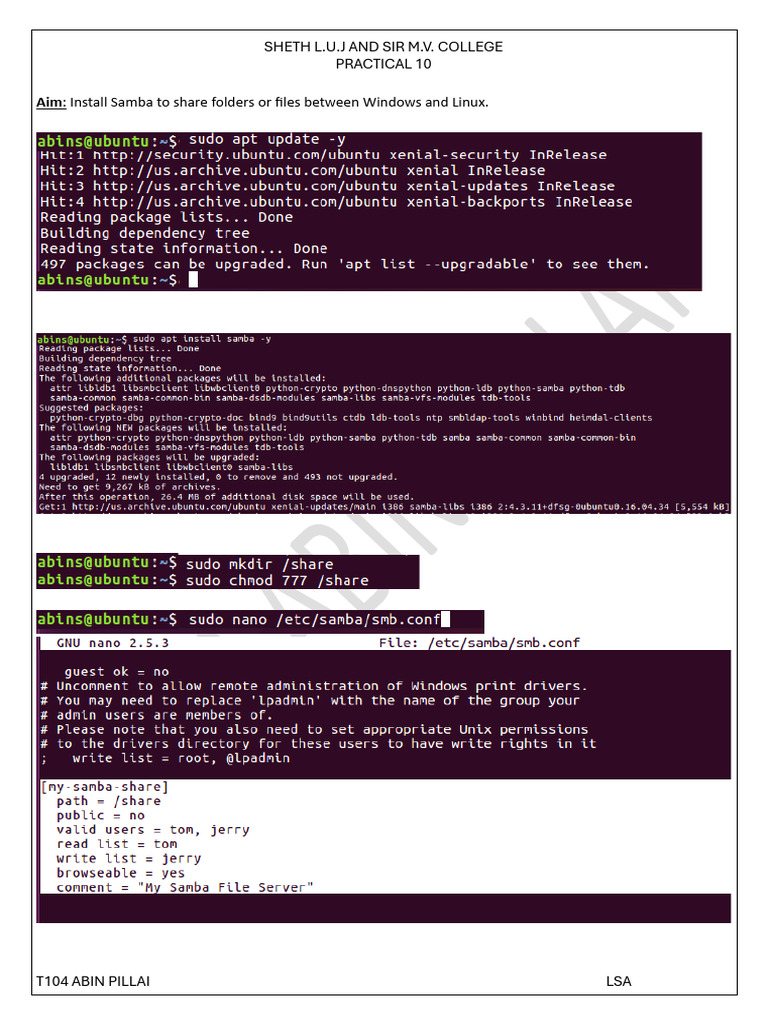 Samba Installation Guide for File Sharing | PDF