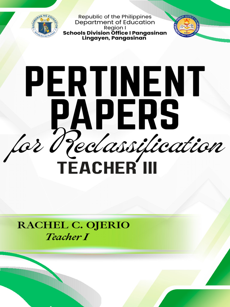 Teacher III Reclassification Documents | PDF