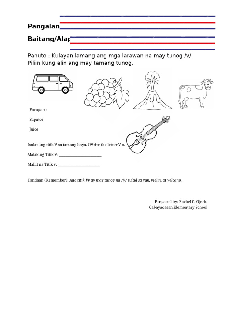 Worksheet Titik VV Rachel Ojerio | PDF