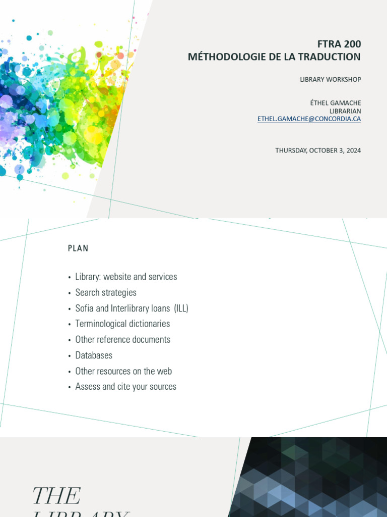 FTRA 200 Translation Methodology Workshop | PDF | Dictionary | Libraries
