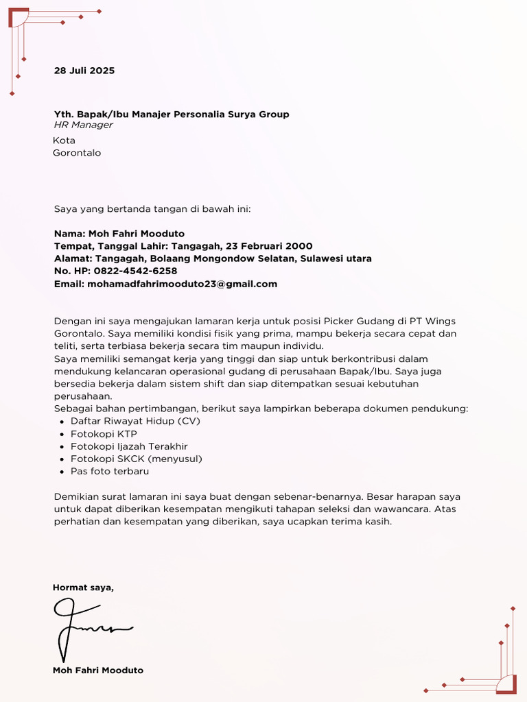 White Minimal Professional Application Cover Letter | PDF