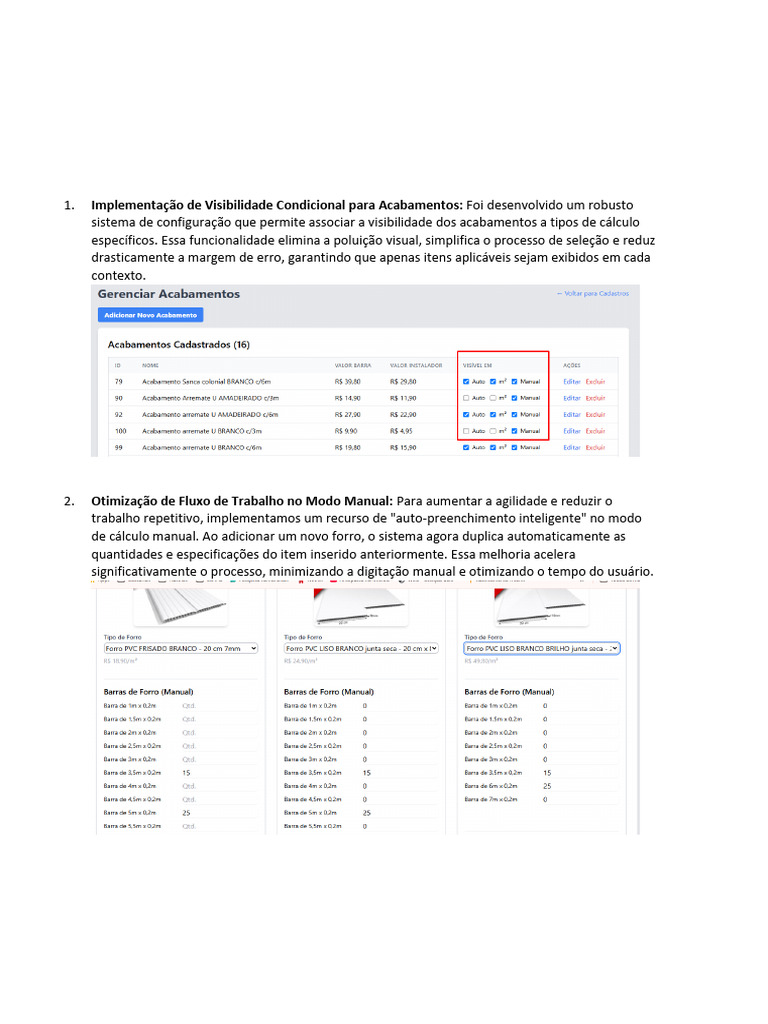 Melhorias e Novas Funcionalidades do Sistema | PDF | Drywall | Usabilidade