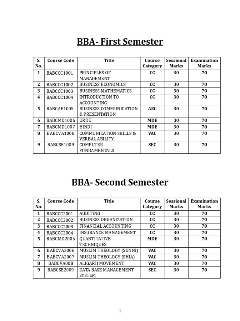 BBA Course Structure and Syllabus Overview | PDF | Insurance ...