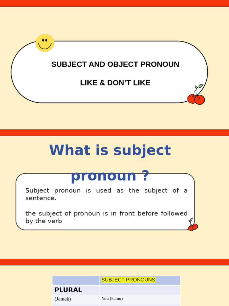 Subject and Object Pronouns | PDF | Pronoun | Linguistic Typology